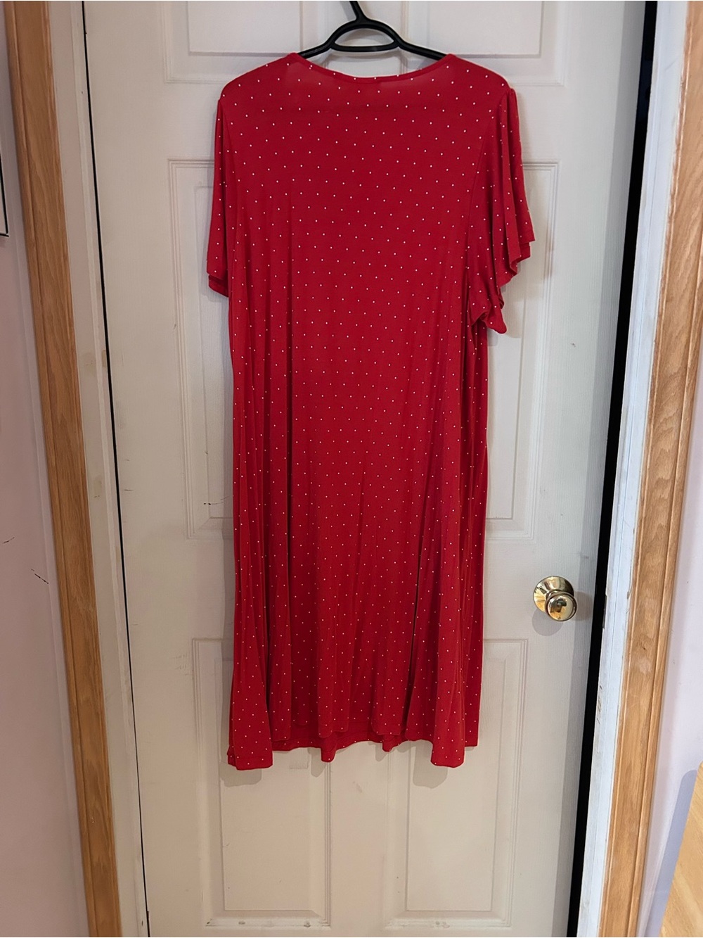 Red and white dot summer dress with gathering on the sleeves Size 2x